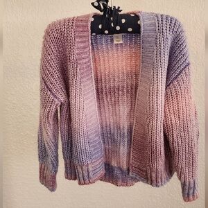 Gradient Knit Children's Sweater Cardigan pink purple 4t
